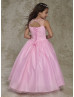 Beaded Pink Tulle Flower Girl Dress With Bolero